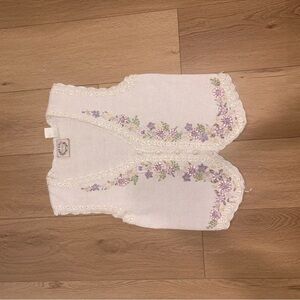 Erika Cream Knit Vest with Embroidered Accents